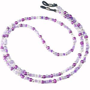 Purple and Silver, Multi, Handmade Beaded Eyeglass Sunglass Chain Holder Leash